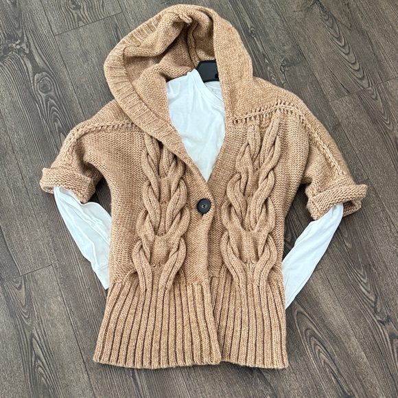 LOFT Sweaters - LOFT short sleeve hooded wool blend cardigan petite Small